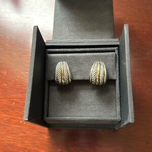 David Yurman cable two tone sterling silver and 18k gold earrings